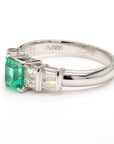 Platinum Ring with 0.55ct Emerald and 0.38ct Diamond