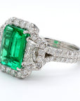 Rare Natural Green Emerald Cocktail Ring GIA Certfied