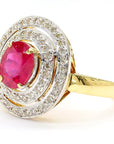 Ruby and Diamond Halo 18K Gold Ring