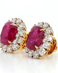 11 Carat Certified Natural Burmese Ruby and Diamond Earrings 18K Gold