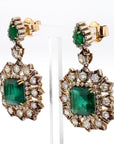 The York - 16.1 Carat Zambian Emerald and Diamond Earrings - 2 Pieces