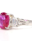 3 Carat Ruby and 1.2 Carat Diamond Platinum Ring, Size 5.5