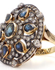 2.57 Carat Blue Sapphire and Diamond Gold Ring, Size 7.75