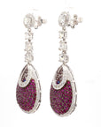 16 Carat Natural Ruby, Sapphir and 4.42 Carat Diamond Two Sided 18K Earrings
