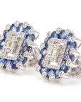 6.36 Carat Blue Sapphire and 1.08 Carat Diamond 18K Gold Studs