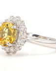 2.96 Carat Yellow Sapphire and Diamond 18K Gold Ring, Size 6