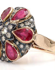7.22 Carat Ruby and 1 Carat Diamond 18K Gold Ring, Size 7.75