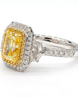 2.01 Carat Natural Fancy Yellow Diamond Ring Size 7