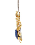 Vintage 32ct Sapphire Brooch with Diamonds in 18k Gold