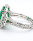 Rare Natural Green Emerald Cocktail Ring GIA Certfied