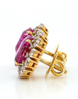 11 Carat Certified Natural Burmese Ruby and Diamond Earrings 18K Gold