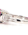 3 Carat Ruby and 1.2 Carat Diamond Platinum Ring, Size 5.5
