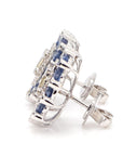 6.36 Carat Blue Sapphire and 1.08 Carat Diamond 18K Gold Studs