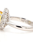 2.96 Carat Yellow Sapphire and Diamond 18K Gold Ring, Size 6