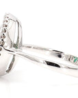 Art Deco Emerald and Diamond 18K Gold Cocktail Ring, Size 6.25