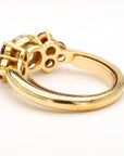 1.70 Carat Old Euro Diamond and Ruby 18K Gold Ring 7.60 Gram
