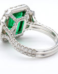 Rare Natural Green Emerald Cocktail Ring GIA Certfied