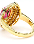 Ruby and Diamond Halo 18K Gold Ring