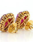 11 Carat Certified Natural Burmese Ruby and Diamond Earrings 18K Gold
