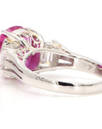 3 Carat Ruby and 1.2 Carat Diamond Platinum Ring, Size 5.5