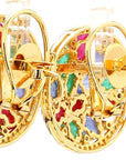 7 Carat Sapphire, Emerald, Ruby and 5 Carat Diamond 18K Gold Earrings