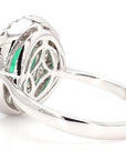 Art Deco Emerald and Diamond 18K Gold Cocktail Ring, Size 6.25