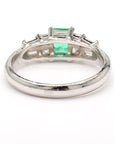 Platinum Ring with 0.55ct Emerald and 0.38ct Diamond