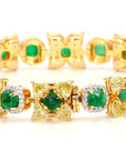 Natural Fancy 11.24 Carat Yellow Diamonds 8.18 Carat Columbian Emerald Bracelet
