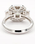 18k Gold Ring with 3.22ct Green Antique Cushion-Cut Diamond