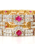 13.25 Carat Diamond 16.59 Carat Ruby Bracelet 18K White Gold