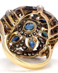 2.57 Carat Blue Sapphire and Diamond Gold Ring, Size 7.75