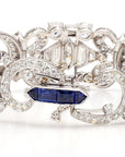 5.5 Carat Blue Sapphire and 1.5 Carat Diamond Art Deco Platinum Bracelet