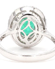 Art Deco Emerald and Diamond 18K Gold Cocktail Ring, Size 6.25