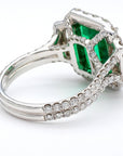 Rare Natural Green Emerald Cocktail Ring GIA Certfied