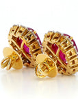 11 Carat Certified Natural Burmese Ruby and Diamond Earrings 18K Gold
