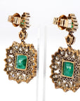 The York - 16.1 Carat Zambian Emerald and Diamond Earrings - 2 Pieces