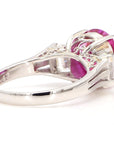 3 Carat Ruby and 1.2 Carat Diamond Platinum Ring, Size 5.5