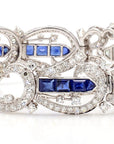 5.5 Carat Blue Sapphire and 1.5 Carat Diamond Art Deco Platinum Bracelet