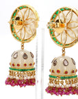 8.54 Carat Emerald, 2.40 Carat Ruby Old Persian Earring - 2 Pieces