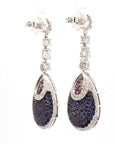 16 Carat Natural Ruby, Sapphir and 4.42 Carat Diamond Two Sided 18K Earrings