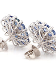6.36 Carat Blue Sapphire and 1.08 Carat Diamond 18K Gold Studs