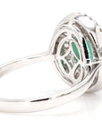 Art Deco Emerald and Diamond 18K Gold Cocktail Ring, Size 6.25