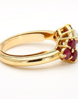1.70 Carat Old Euro Diamond and Ruby 18K Gold Ring 7.60 Gram