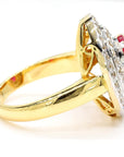 Ruby and Diamond Halo 18K Gold Ring