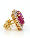 11 Carat Certified Natural Burmese Ruby and Diamond Earrings 18K Gold