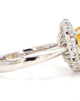 2.96 Carat Yellow Sapphire and Diamond 18K Gold Ring, Size 6