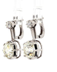Platinum Earrings with 8.53ct Old Mine-Cut Diamonds VS2 Clarity
