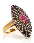 1.30 Carat Ruby and 2.10 Diamond Ring