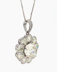 6.03 Carat Center Diamand & 10 Carat Old Euro Diamond Pendant in 18K Gold