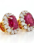 11 Carat Certified Natural Burmese Ruby and Diamond Earrings 18K Gold